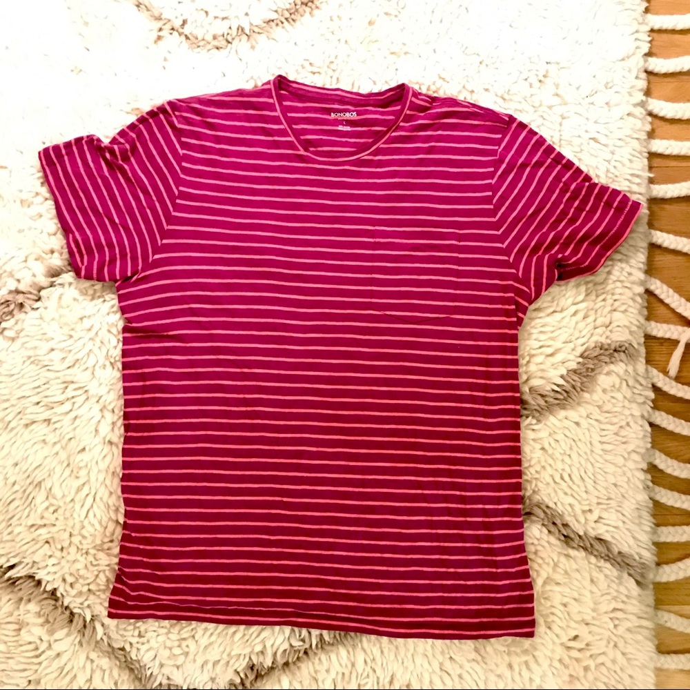 Red Stripe Bonobos Pocket T-Shirt